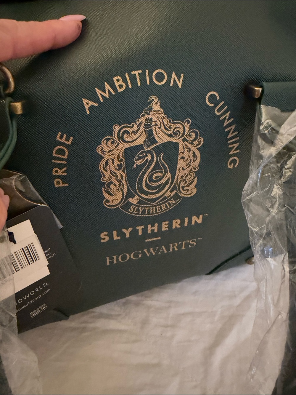 Warner Bros. Slytherin Green Satchel with Gold Crest - Picture 8 of 8
